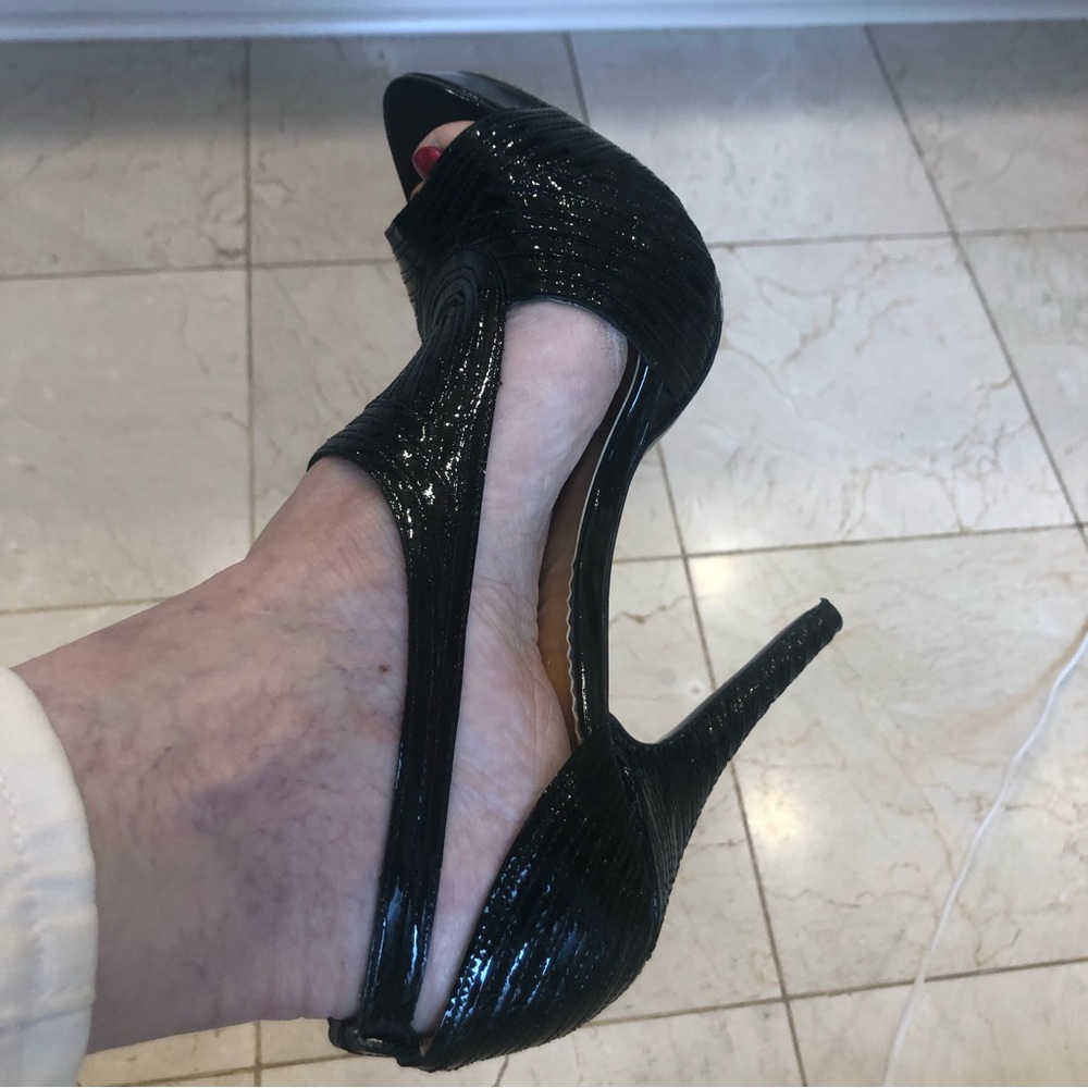 Report Signature black patent peep toe sandals, elegant! Size 8.5. - Picture 16 of 16